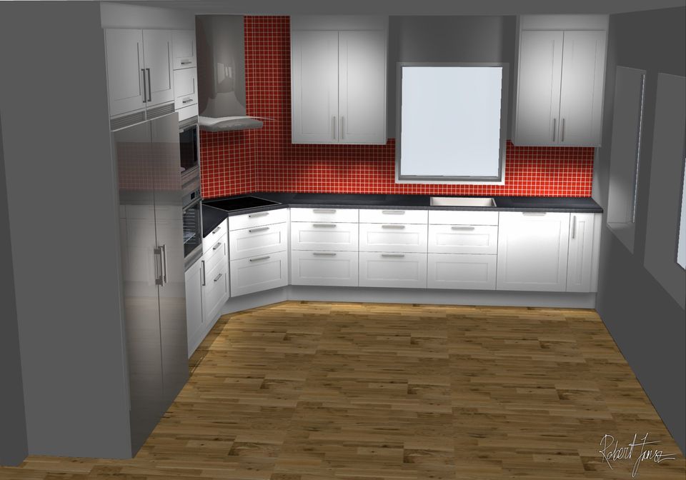 Kitchen 3D rendered picture