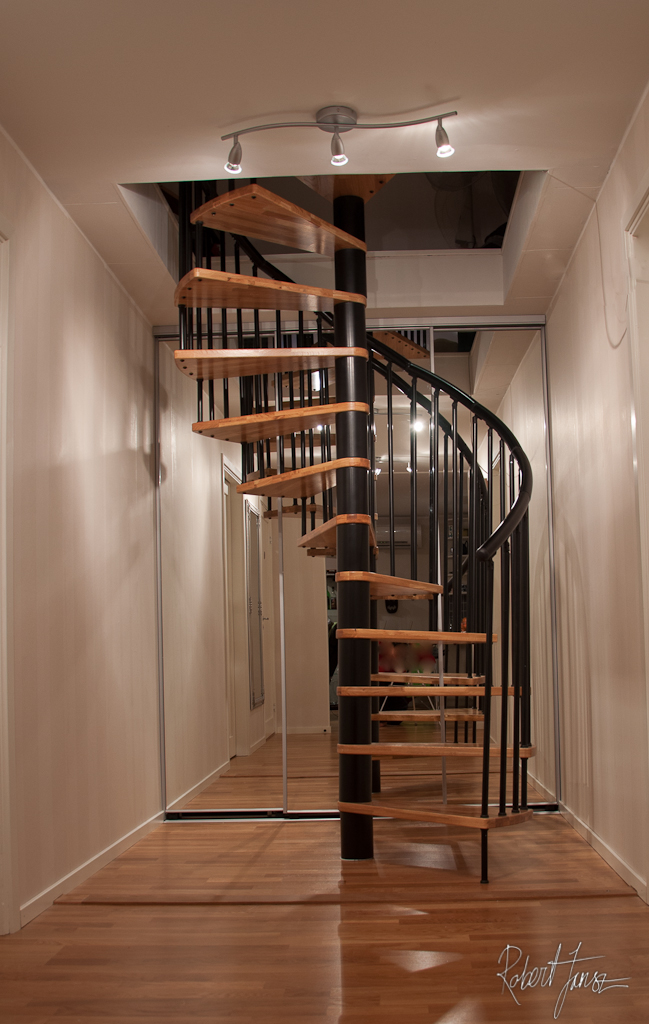 Spiral staircase from first floor