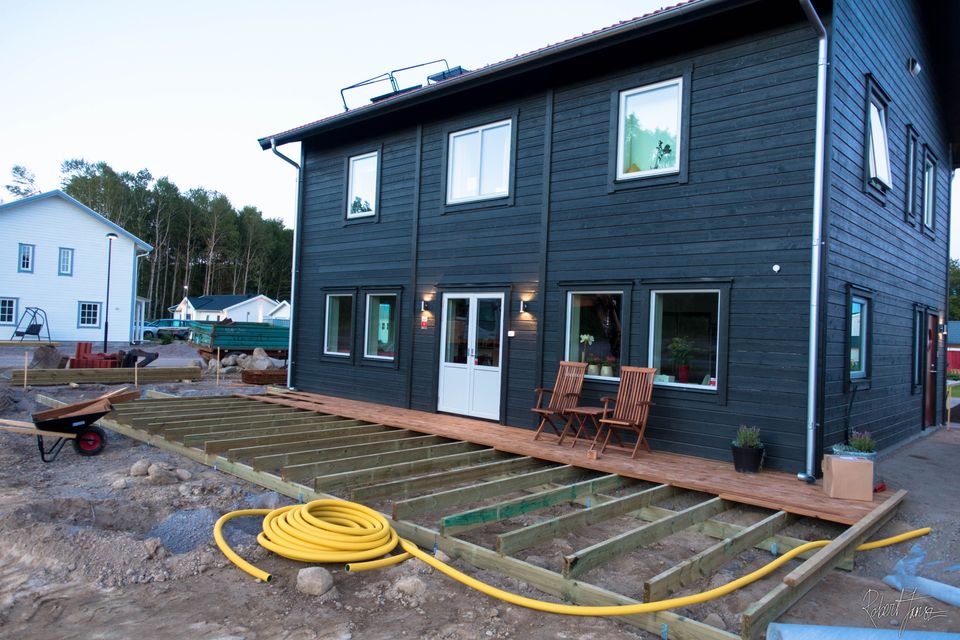 Wooden decking in progress