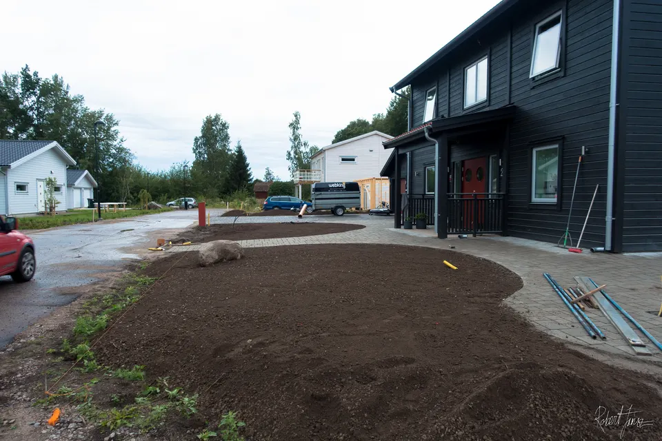 Plant soil being prepared for the lawn