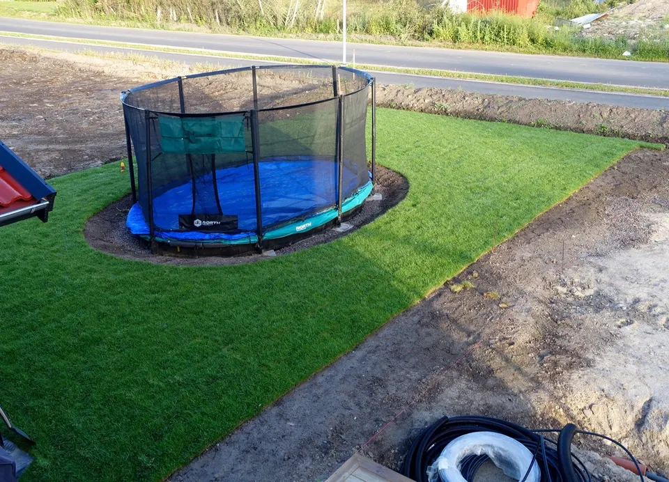 Lawn being rolled out