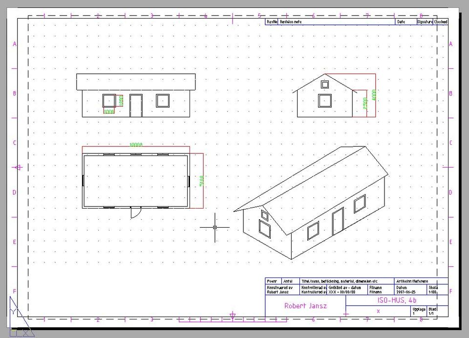 This is a non scale house printing in isometric projection. Isometric projection dictates the direction of viewing in that the angles between the projection of the x, y, and z axes are all the same, or 120°.