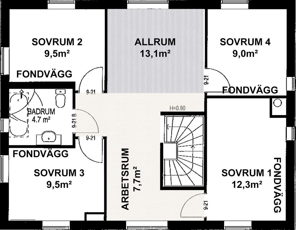 Upper floor plan