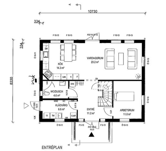 Villa Anneberg blueprint entrence