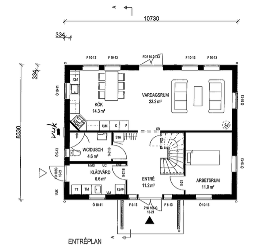 Villa Anneberg blueprint entrence